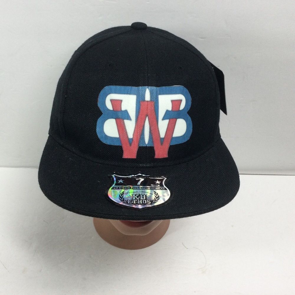 BWB Wrestling hat Black Flex Fit Trucker Baseball Cap KB Ethos size 7M‎